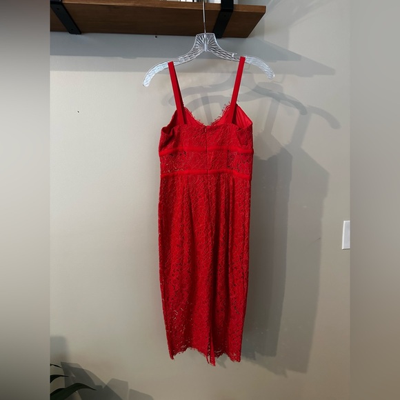 Express Coral Lace Sleeveless Mini-Midi Dress - Picture 2 of 3